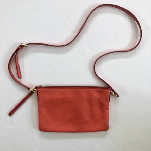 Fossil Melon Color Crossbody Shoulder Trap Leather Bag - Picture 1 of 12
